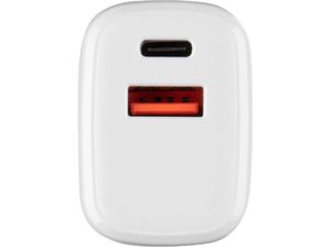 Tactical Základná zástrčka Dual, USB/C a USB-A 20W sieťová nabíjačka-adaptér, biela
