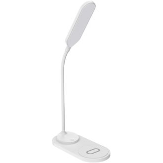 Stolná LED lampa Mobilly s bezdrôtovou nabíjačkou, biela