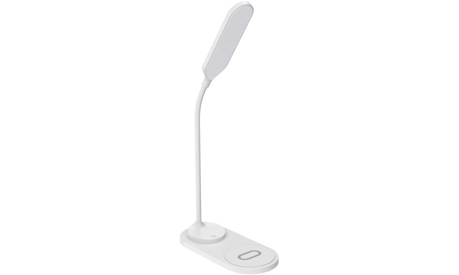 Stolná LED lampa Mobilly s bezdrôtovou nabíjačkou, biela