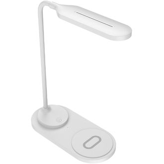 Stolná LED lampa Mobilly s bezdrôtovou nabíjačkou, biela