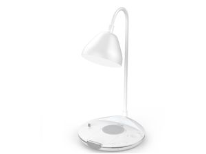 Mobilly LED lampička kulatá s bezdrátovou nabíječkou na telefon, sluchátka i hodinky, bílá