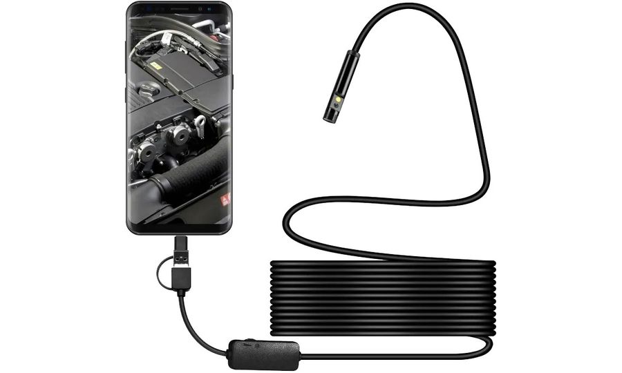 Inskam Y101 USB-C/USB endoskop 8 mm, 1200p, duálna kamera, 10 m pevný kábel