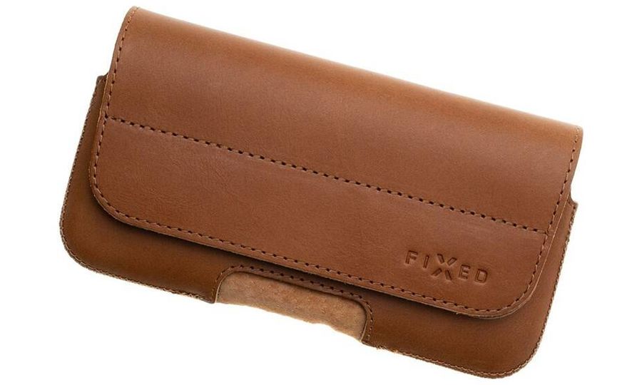 FIXED Posh horizontálne kožené puzdro so zatváraním, veľkosť 6XL+, hnedé