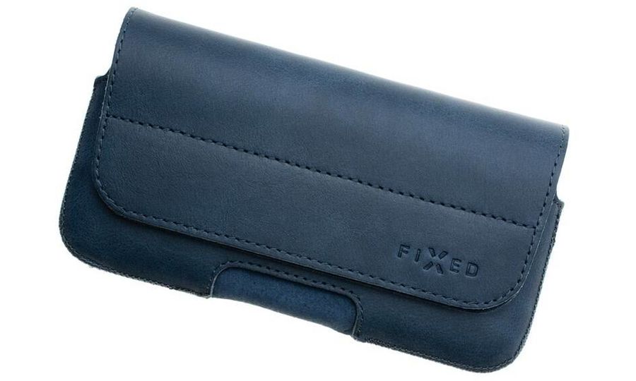 FIXED Posh horizontálne kožené puzdro so zatváraním, veľkosť 6XL+, modré
