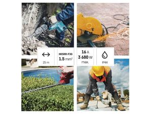 Vonkajší predlžovací kábel na bubne 25 m / 4 zásuvky / čierna / guma / 230 V / 1,5 mm2