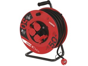 Vonkajší predlžovací kábel na bubne 50 m / 4 zásuvky / čierna / guma / 230 V / 1,5 mm2