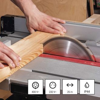 Vonkajší predlžovací kábel na bubne 25 m / 3 zásuvky / čierna / guma / 230V/400V / 1,5 mm2