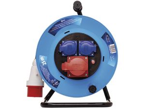 Vonkajší predlžovací kábel na bubne 25 m / 3 zásuvky / čierna / guma / 230V/400V / 1,5 mm2