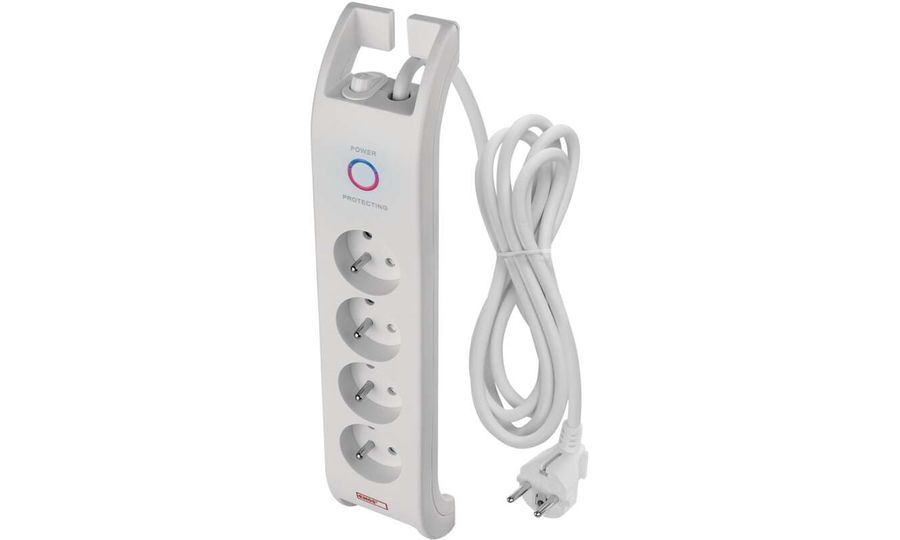 EMOS Prepäťová ochrana 900J - 4 zásuvky, 2 m, biela
