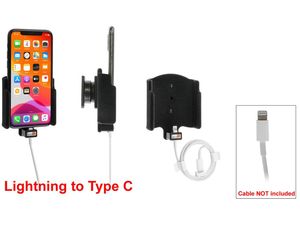 Brodit držiak do auta pre Apple iPhone 11 Pro v zamatovej farbe, bez puzdra, s priechodkou pre Lightning kábel