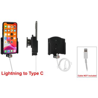Brodit držiak do auta pre Apple iPhone 11 Pro v zamatovej farbe, bez puzdra, s priechodkou pre Lightning kábel