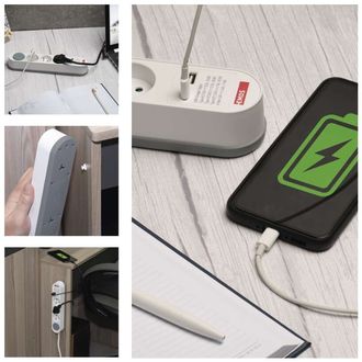 Predlžovací kábel EMOS 2 m, 3 zásuvky, prepínač, 1×USB-A + 1×USB-C , 1,5 mm2, biely