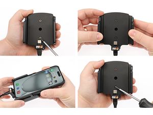 Brodit Držiak na iPhone 16 Pro/iPhone 16/iPhone 15/Pro, nastaviteľný, hmotnosť 7-10, s nabíjaním CL/USB-C