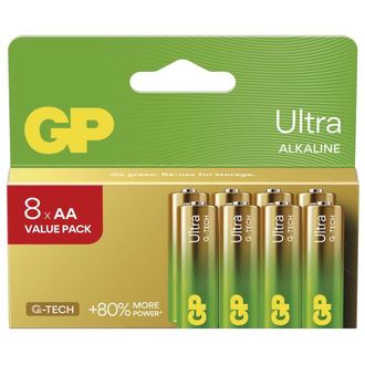 Alkalické batérie GP Ultra AA (LR6), 8 ks