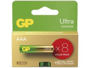 Alkalické batérie GP Ultra AAA (LR03), 8 ks