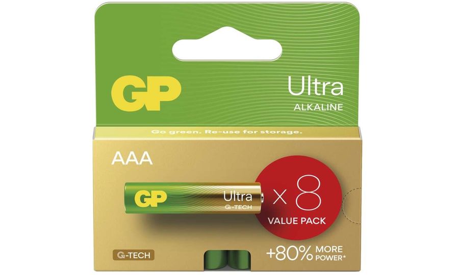 Alkalické batérie GP Ultra AAA (LR03), 8 ks