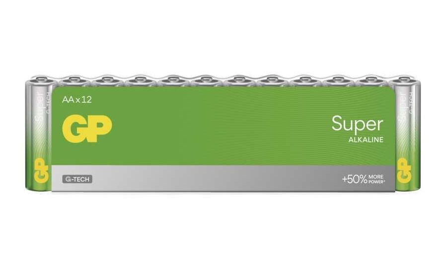 Alkalické batérie GP Super AA (LR6), 12 ks