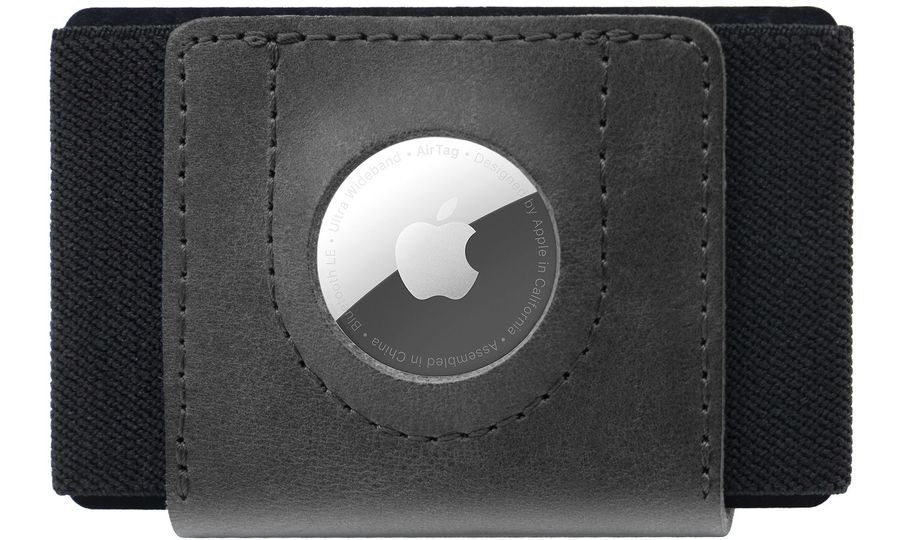 Peňaženka FIXED Tiny Wallet pre AirTag z pravej hovädzej kože, čierna