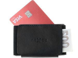 Peňaženka FIXED Tiny Wallet pre AirTag z pravej hovädzej kože, čierna
