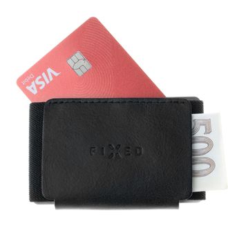 Peňaženka FIXED Tiny Wallet pre AirTag z pravej hovädzej kože, čierna