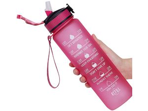 Fľaša na pitie z Tritanu 1L, so slamkou proti nežiaducemu rozliatiu, ružová