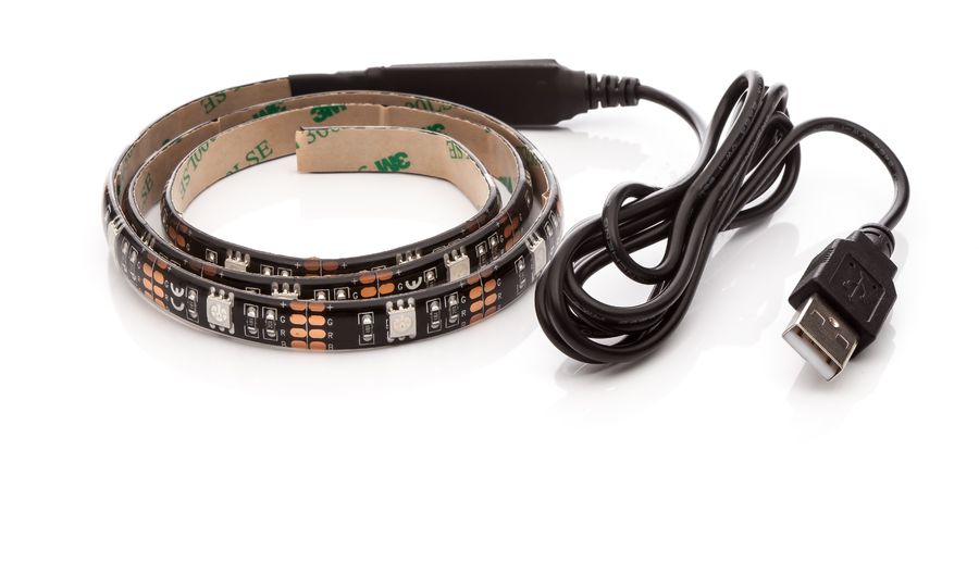 OPTY LED pásik 70cm, USB, 21 LED, prepínač, 20 farieb, samolepiaci