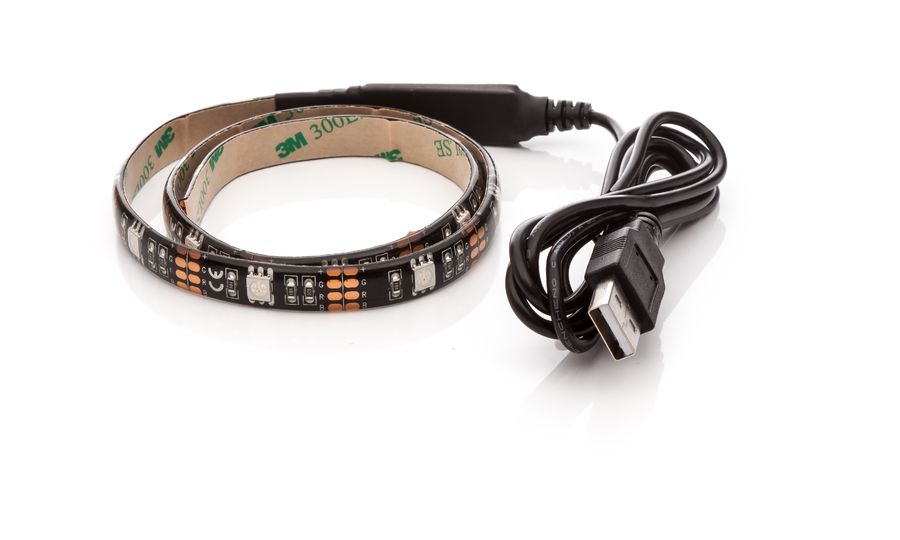 OPTY LED pásik 30cm, USB, 9 LED, prepínač, 20 farieb, samolepiaci