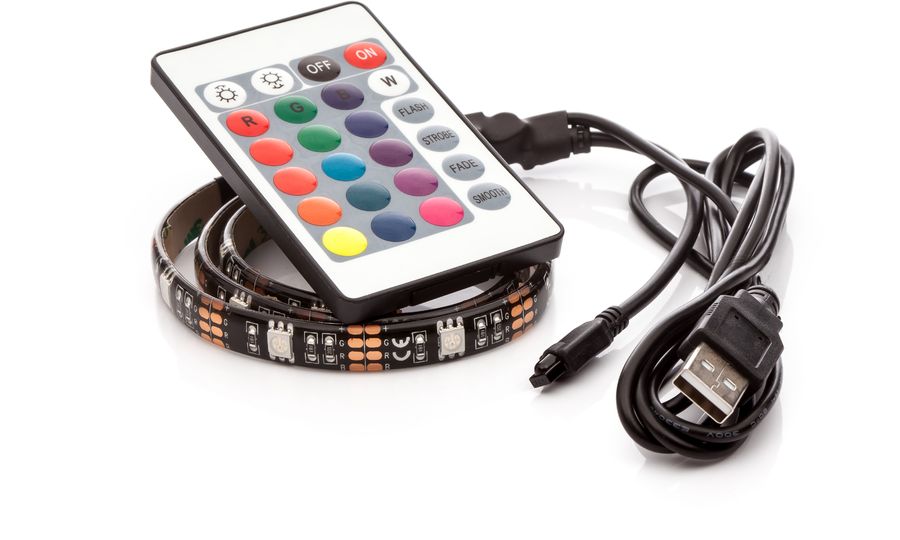 OPTY LED pásik 50cm, USB, 15 LED diód, diaľkové ovládanie, 20 farieb, samolepiaci