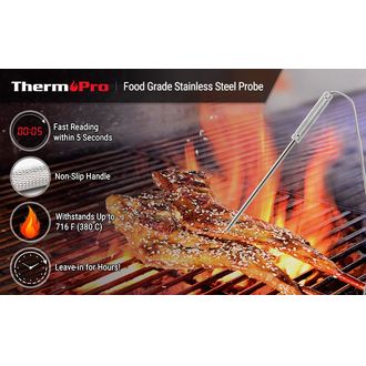 ThermoPro náhradná sonda pre digitálny teplomer, strieborná, čierny konektor, 1ks