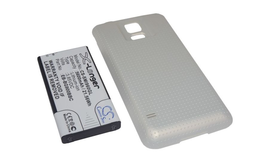 Batéria pre Samsung Galaxy S5 5600mAh extended, white cover
