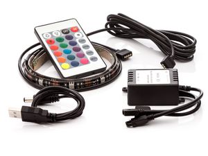 OPTY LED pásik 2ks, 2x 30cm, pre USB, 9 LED, diaľkové ovládanie, 16 farieb, samolepiace LED pásiky
