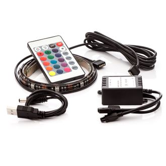 OPTY LED pásik 2ks, 2x 50cm, USB, 15 LED, diaľkové ovládanie, 16 farieb, samolepiace LED pásiky