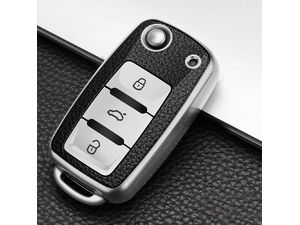 Mobilly ochranné puzdro na kľúče od auta Škoda/Volkswagen/Seat s vysúvacím kľúčom, strieborné