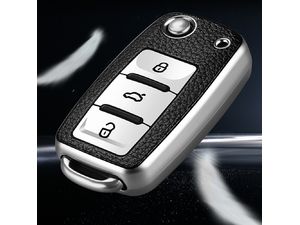 Mobilly ochranné puzdro na kľúče od auta Škoda/Volkswagen/Seat s vysúvacím kľúčom, strieborné