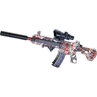 Sunny Blaster M416, zmenšená útočná puška s vodným gélom a príslušenstvom, červená