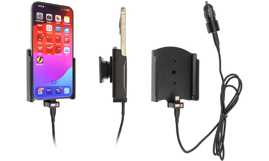 Brodit držiak do auta pre Apple iPhone 15 Pro Max bez puzdra, s CL/USB-C nabíjaním