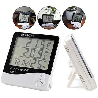 Oauee LCD teplomer s vlhkomerom, káblový vonkajší senzor, biely