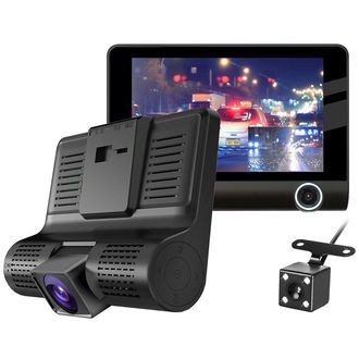 Smart Dashcam, inteligentná kamera do auta, predná + zadná + vnútorná