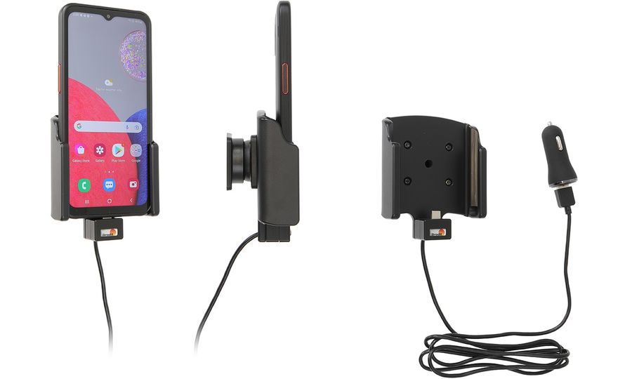 Držiak Brodit pre Samsung Galaxy Xcover 6 Pro, bez puzdra, so zapaľovačom cigariet/nabíjanie cez USB