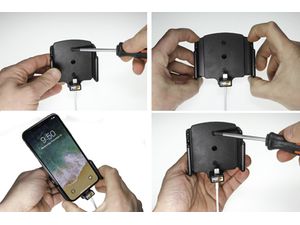 Brodit držiak do auta na Apple iPhone 11/XR/Xs/X v puzdre, nast. s priechodkou pre Lightning kábel