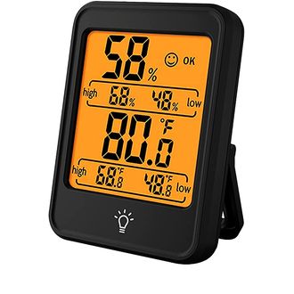 Teplomer LCD s vlhkomerom, podsvietený displej, čierny
