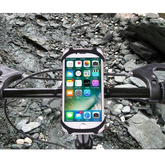 Silikónový držiak telefónu na bicykel, čierny