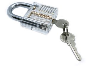 Mobilly lockpick transparentný tréningový visiaci zámok + DARČEKOVÁ KARTA s pružinami