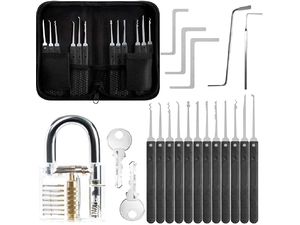 Súprava čepelí LockPick 17v1 s priehľadným tréningovým zámkom