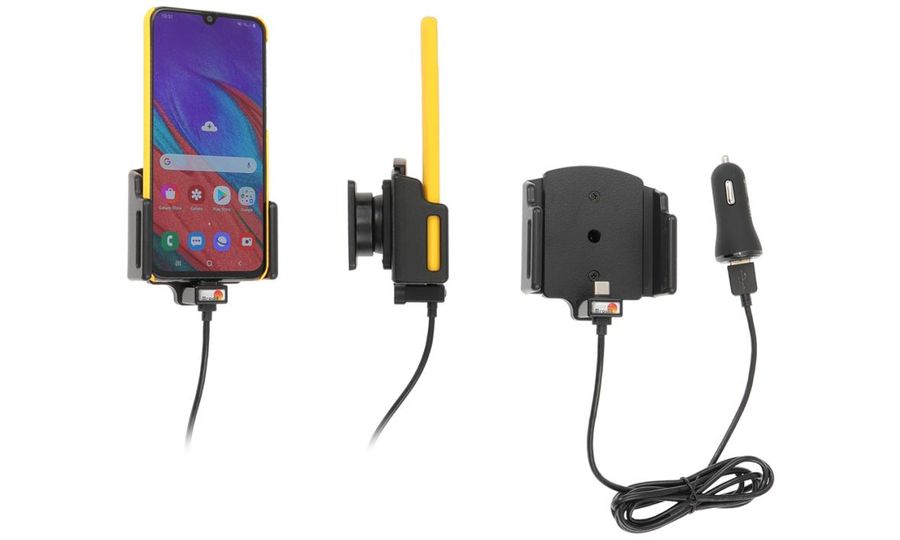 Brodit držiak do auta nastaviteľn-s USB/C a nabíjaním z cig. zap.-USB QC3.0 š. 62-77 mm, hr. 2-10mm