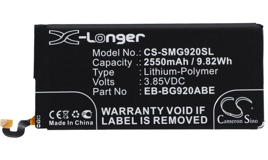 Batéria pre Samsung Galaxy S6, Samsung Galaxy S6 Duos (napr. Samsung EB-BG920ABE), 2550 mAh