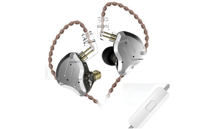 KZ ZS10 PRO, HiFi slúchadlá s mikrofónom, strieborné