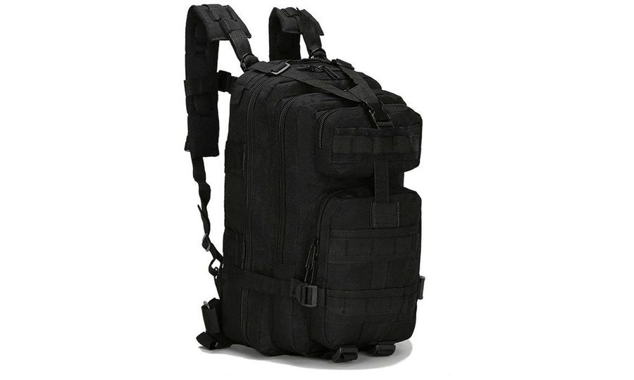 Taktický vojenský batoh, 25 l, systém MOLLE, bedrový a hrudný pás, čierny
