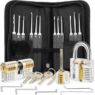 Mobilly Súprava klieští LockPick 15v1 + 3x priehľadný tréningový zámok, čierna