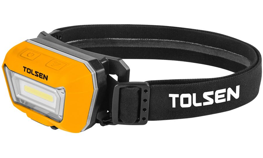 TOLSEN Aku LED čelovka s pohybovým senzorom, 3W, 6500K, IP65